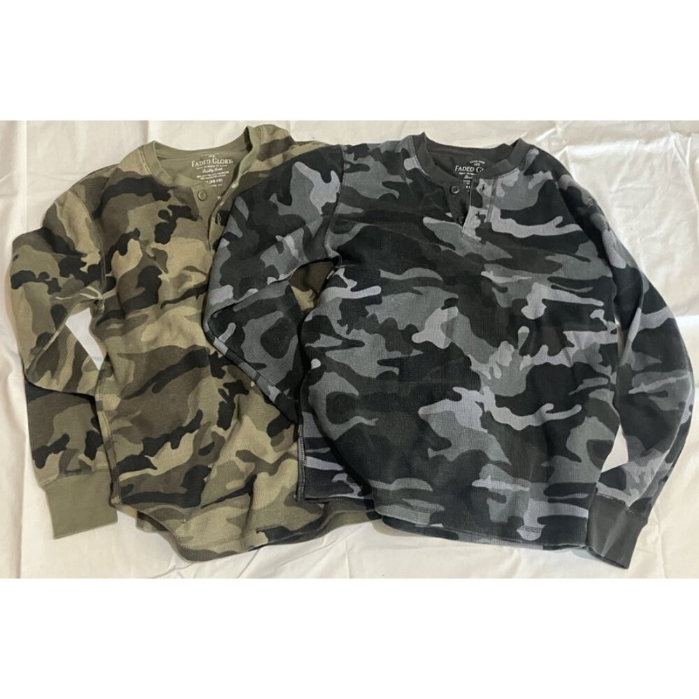 Two Faded Glory Camo Thermal Shirts (Waffle)